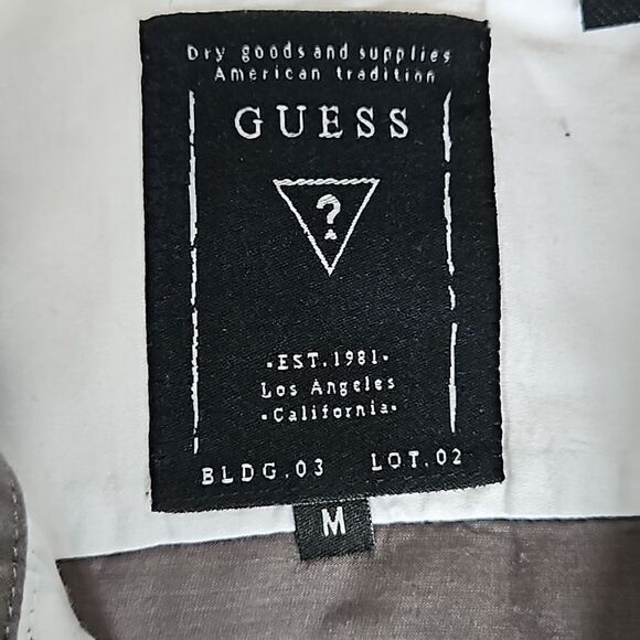 Guess Men's Two-Tone Slim Fit Button Down Long Sleeves Shirt Medium White/ Gray - Picture 8 of 16